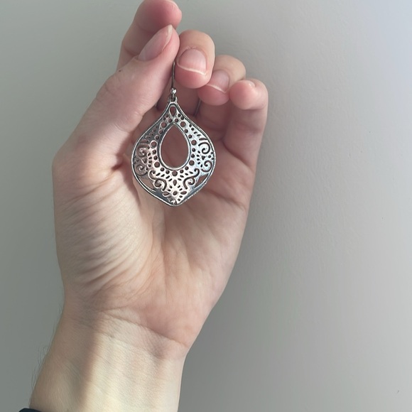 Silver Teardrop Earrings - Picture 2 of 4